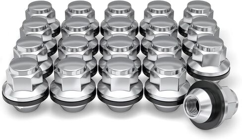 White Knight M12x1.25 Factory Style Lug Nuts for Frontier, Titan, Xterra and More. Black Chrome Mag Style Seat with Attached Washer – WN21006BK-24AM (24 Pack) in Kuwait