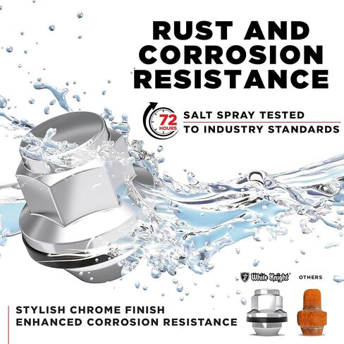 White Knight M12x1.25 Factory Style Lug Nuts for Frontier, Titan, Xterra and More. Black Chrome Mag Style Seat with Attached Washer – WN21006BK-24AM (24 Pack) in Kuwait