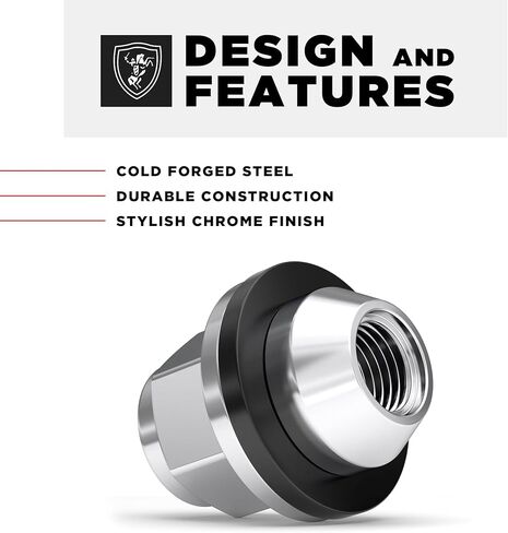 White Knight M12x1.25 Factory Style Lug Nuts for Frontier, Titan, Xterra and More. Black Chrome Mag Style Seat with Attached Washer – WN21006BK-24AM (24 Pack) in Kuwait