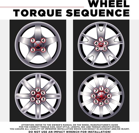 White Knight M12x1.25 Factory Style Lug Nuts for Frontier, Titan, Xterra and More. Black Chrome Mag Style Seat with Attached Washer – WN21006BK-24AM (24 Pack) in Kuwait