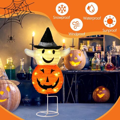 Halloween Lighted Pumpkin Decorations，Battery Powered Collapsible Pumpkin with Twinkle Star Hat, Jack o' Lantern for Halloween Party Outdoor Indoor Table Decor in Saudi Arabia