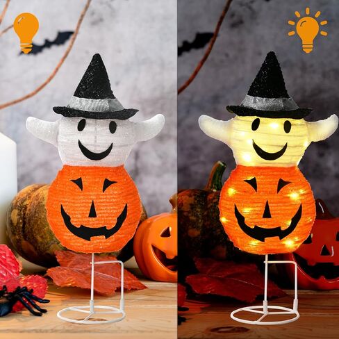 Halloween Lighted Pumpkin Decorations，Battery Powered Collapsible Pumpkin with Twinkle Star Hat, Jack o' Lantern for Halloween Party Outdoor Indoor Table Decor in Saudi Arabia