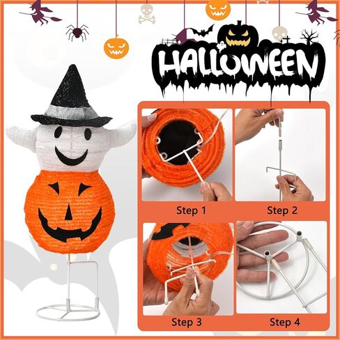 Halloween Lighted Pumpkin Decorations，Battery Powered Collapsible Pumpkin with Twinkle Star Hat, Jack o' Lantern for Halloween Party Outdoor Indoor Table Decor in Saudi Arabia