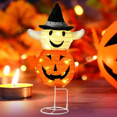 Halloween Lighted Pumpkin Decorations，Battery Powered Collapsible Pumpkin with Twinkle Star Hat, Jack o' Lantern for Halloween Party Outdoor Indoor Table Decor in Saudi Arabia