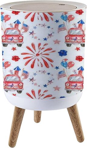 Round Trash Can with Press Lid Space Theme Solar System Kids Cartoon Planet Seamless Rocket UFO Small Garbage Can Trash in Saudi Arabia
