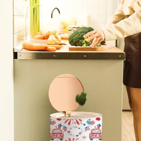 Round Trash Can with Press Lid Space Theme Solar System Kids Cartoon Planet Seamless Rocket UFO Small Garbage Can Trash in Saudi Arabia