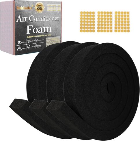2 Rolls Air Conditioner Window Seal - 2 in x1 in Weather Stripping for AC Window Seal Insulation, Non-Adhesive Foam with Glue Points, Air Conditioner Foam, Total 13FT in Saudi Arabia