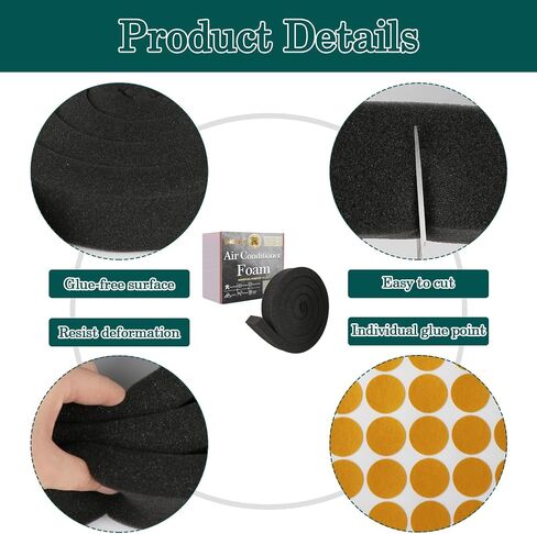 2 Rolls Air Conditioner Window Seal - 2 in x1 in Weather Stripping for AC Window Seal Insulation, Non-Adhesive Foam with Glue Points, Air Conditioner Foam, Total 13FT in Saudi Arabia