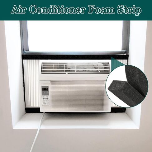 2 Rolls Air Conditioner Window Seal - 2 in x1 in Weather Stripping for AC Window Seal Insulation, Non-Adhesive Foam with Glue Points, Air Conditioner Foam, Total 13FT in Saudi Arabia