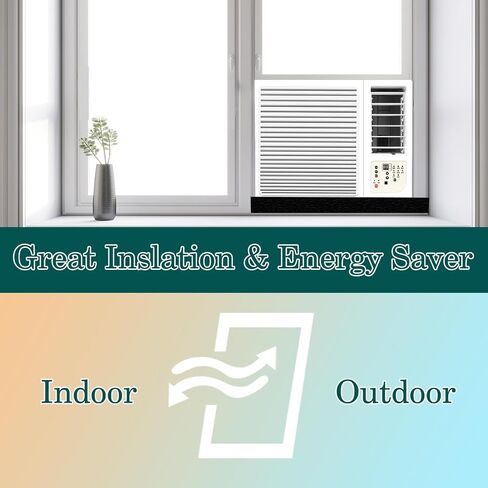 2 Rolls Air Conditioner Window Seal - 2 in x1 in Weather Stripping for AC Window Seal Insulation, Non-Adhesive Foam with Glue Points, Air Conditioner Foam, Total 13FT in Saudi Arabia