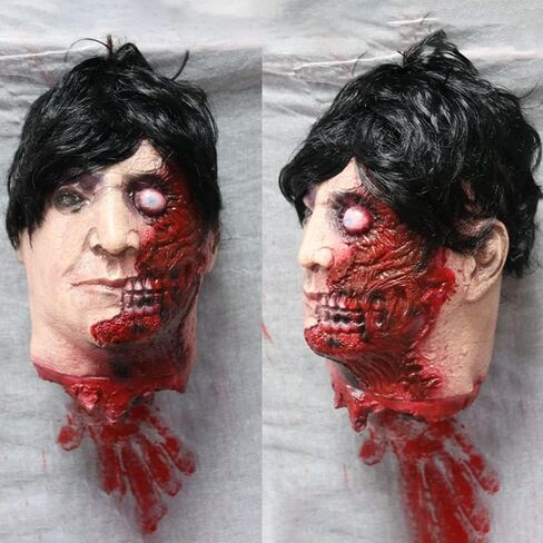 AngryMonkey Halloween Hanging Severed Head Decoration,Scary Bloody Cut Head Corpse Realistically Latex Head Prop in Saudi Arabia