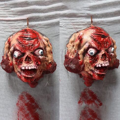 AngryMonkey Halloween Hanging Severed Head Decoration,Scary Bloody Cut Head Corpse Realistically Latex Head Prop in Saudi Arabia