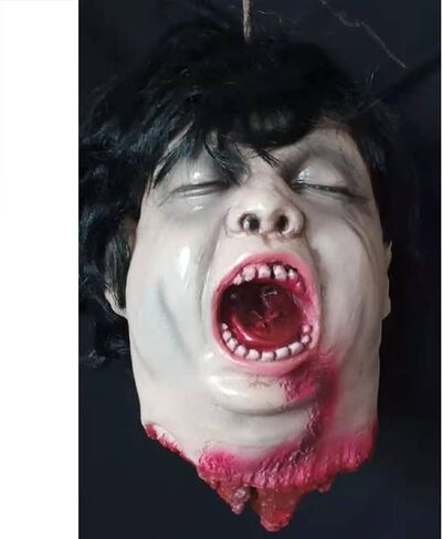AngryMonkey Halloween Hanging Severed Head Decoration,Scary Bloody Cut Head Corpse Realistically Latex Head Prop in Saudi Arabia