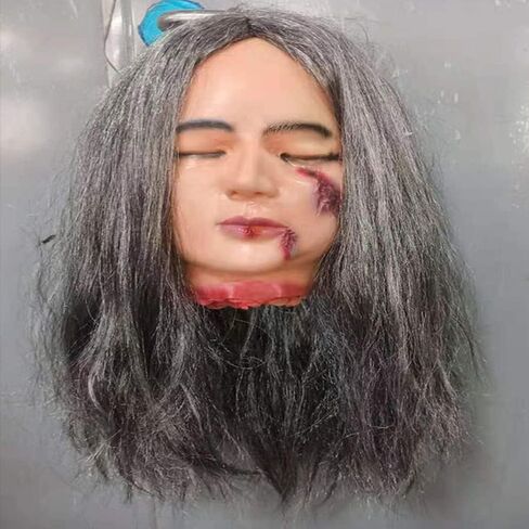 AngryMonkey Halloween Hanging Severed Head Decoration,Scary Bloody Cut Head Corpse Realistically Latex Head Prop in Saudi Arabia
