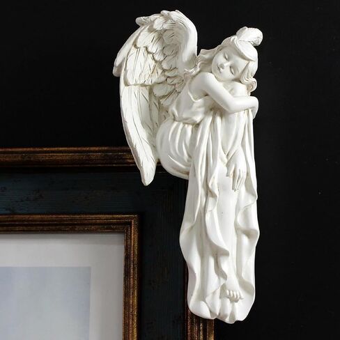 Sleeping Angel Statue Door Corner Decor, 6.3 Inch Tall Resin Angel Figurines Door Frame Decoration, Guardian Angel Sculpture Door Sitter for Home Window Cabinet Edge Ornaments Gift (Left) in Saudi Arabia