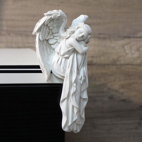 Sleeping Angel Statue Door Corner Decor, 6.3 Inch Tall Resin Angel Figurines Door Frame Decoration, Guardian Angel Sculpture Door Sitter for Home Window Cabinet Edge Ornaments Gift (Left) in Saudi Arabia