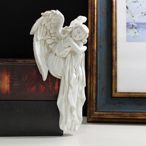 Sleeping Angel Statue Door Corner Decor, 6.3 Inch Tall Resin Angel Figurines Door Frame Decoration, Guardian Angel Sculpture Door Sitter for Home Window Cabinet Edge Ornaments Gift (Left) in Saudi Arabia