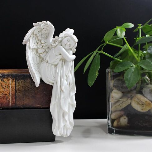 Sleeping Angel Statue Door Corner Decor, 6.3 Inch Tall Resin Angel Figurines Door Frame Decoration, Guardian Angel Sculpture Door Sitter for Home Window Cabinet Edge Ornaments Gift (Left) in Saudi Arabia