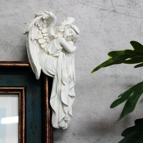 Sleeping Angel Statue Door Corner Decor, 6.3 Inch Tall Resin Angel Figurines Door Frame Decoration, Guardian Angel Sculpture Door Sitter for Home Window Cabinet Edge Ornaments Gift (Left) in Saudi Arabia