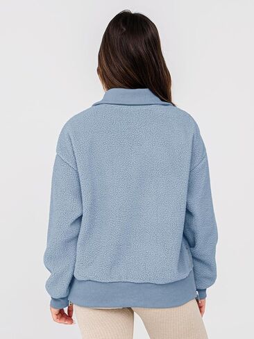 Glamaker Women's Half Zip Fleece Sweatshirt Long Sleeve Loose Casual Sherpa Lapel Pullover Tops Fuzzy Sweater 2024 in Saudi Arabia