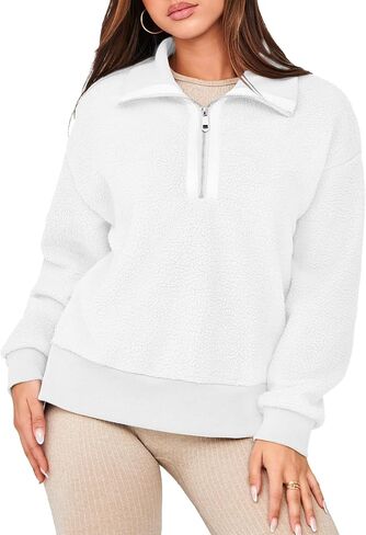 سترة نسائية من Glamaker بنصف سحاب من الصوف وأكمام طويلة فضفاضة غير رسمية من شيربا مع طية صدر السترة سترة غامضة 2024 in Kuwait