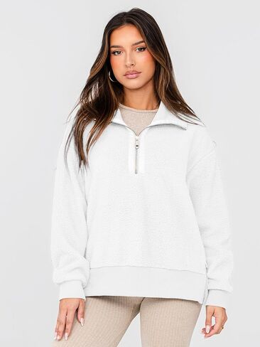 سترة نسائية من Glamaker بنصف سحاب من الصوف وأكمام طويلة فضفاضة غير رسمية من شيربا مع طية صدر السترة سترة غامضة 2024 in Kuwait