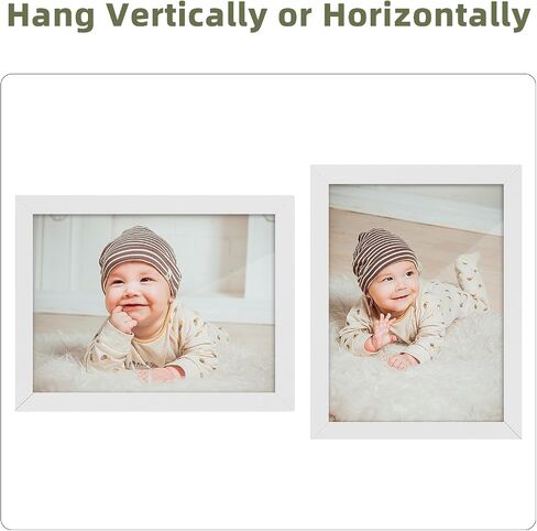 HappyHapi 5x7 Picture Frames, 7 Pack Photo Frames, Display Pictures 5x7 without Mat or 4x6 with Mat, Wall Hanging Photo Frame or Tabletop Display (White) in Saudi Arabia