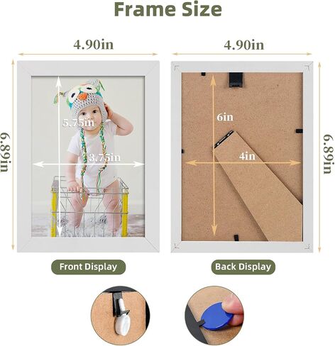 HappyHapi 5x7 Picture Frames, 7 Pack Photo Frames, Display Pictures 5x7 without Mat or 4x6 with Mat, Wall Hanging Photo Frame or Tabletop Display (White) in Saudi Arabia