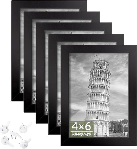 إطارات صور HappyHapi مقاس 5x7، 7 إطارات صور، عرض صور 5x7 بدون حصيرة أو 4x6 مع حصيرة، إطار صور معلق على الحائط أو شاشة عرض على الطاولة (أبيض) in Kuwait