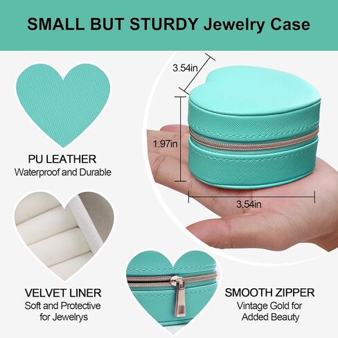 4Pcs Heart-Shaped Small Jewelry Box Travel Jewelry Case Girls Mini Jewelry Box for Rings Earrings Necklaces Organizing Portable PU Leather Jewerly Organizer for Women in Saudi Arabia