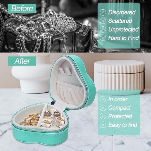 4Pcs Heart-Shaped Small Jewelry Box Travel Jewelry Case Girls Mini Jewelry Box for Rings Earrings Necklaces Organizing Portable PU Leather Jewerly Organizer for Women in Saudi Arabia