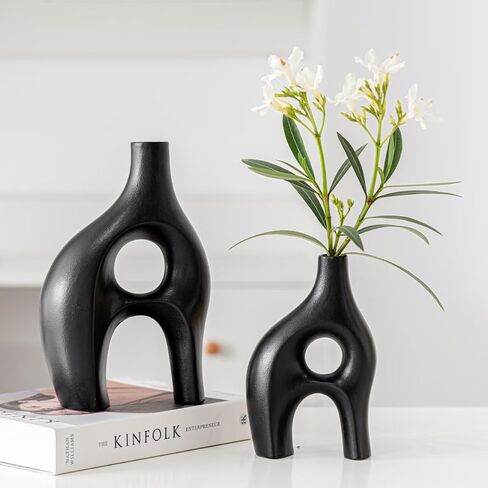 White Ceramic Vase Set of 2, Modern Dried Flower Vases, Spiral Vase Modern Home Decor Minimalist Nordic Boho Style for Living Room, Bedroom, Table, Wedding Dinner and Entryway Decor Vases in Saudi Arabia