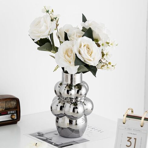 White Ceramic Vase Set of 2, Modern Dried Flower Vases, Spiral Vase Modern Home Decor Minimalist Nordic Boho Style for Living Room, Bedroom, Table, Wedding Dinner and Entryway Decor Vases in Saudi Arabia