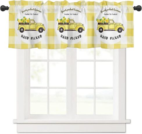 Savannan Window Curtains Valances, Vintage Eiffel Tower Paris France Postcard Butterfly Pink Rose Truck Rod Pocket Cafe Valance Short Curtains for Kitchen, Bedroom, Living Room, 1 Panel, 54x18 Inch in Saudi Arabia
