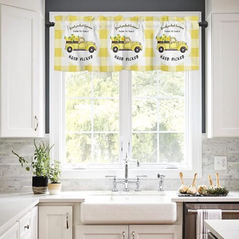 Savannan Window Curtains Valances, Vintage Eiffel Tower Paris France Postcard Butterfly Pink Rose Truck Rod Pocket Cafe Valance Short Curtains for Kitchen, Bedroom, Living Room, 1 Panel, 54x18 Inch in Saudi Arabia