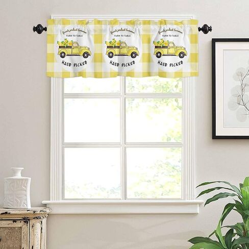 Savannan Window Curtains Valances, Vintage Eiffel Tower Paris France Postcard Butterfly Pink Rose Truck Rod Pocket Cafe Valance Short Curtains for Kitchen, Bedroom, Living Room, 1 Panel, 54x18 Inch in Saudi Arabia