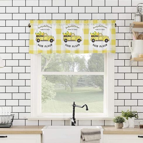 Savannan Window Curtains Valances, Vintage Eiffel Tower Paris France Postcard Butterfly Pink Rose Truck Rod Pocket Cafe Valance Short Curtains for Kitchen, Bedroom, Living Room, 1 Panel, 54x18 Inch in Saudi Arabia