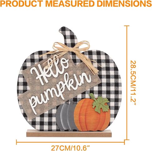 ديكورات لافتة Fall Hello Pumpkin، ديكور سطح الطاولة الخشبي للخريف مقاس 11 بوصة/28 سم، لديكور المنزل والمزرعة وغرفة المعيشة وعيد الشكر. in Saudi Arabia