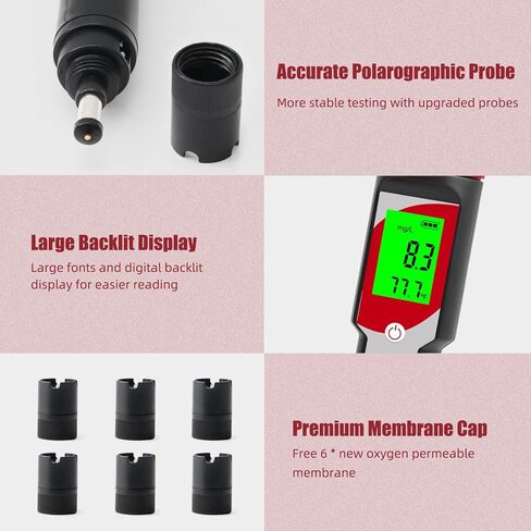 مجموعة اختبار الأكسجين المذاب مع كابل كهربائي بطول 3.6 قدم، ومقياس رقمي مع ATC، وأجهزة قياس الأكسجين المذاب وملحقات للمياه، وتربية الأحياء المائية، وبركة الأسماك، ونطاق تخمير البيرة: 0.0-40.0 ملجم/لتر in Kuwait