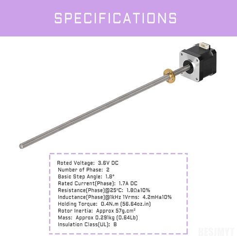 42x40 Nema 17 Stepper Motor Integrated 3.94in/100mm T8 Lead Screw 2000steps/rev High Torque 0.4Nm/56.64oz.in Bipolar 1.7A 2 Phase 4 Lead for 3D Printer CNC, 1.66x1.66x1.58inch in Saudi Arabia