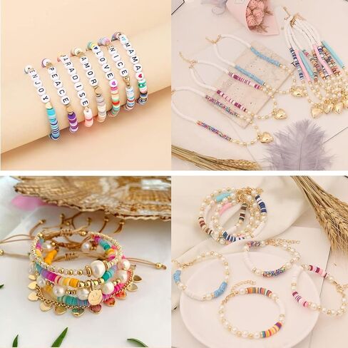 10 Strands Clay Beads for Bracelets Making 3600Pcs Polymer Clay Beads Disc Flat Heishi Beads Round Colorful Handmade Spacer Beads for Jewelry Making DIY Friendship Bracelet Necklace Earrings in Kuwait