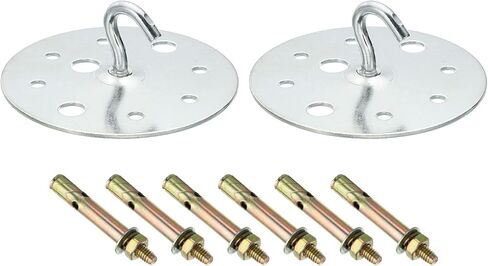 PATIKIL 229lbs 100mm Steel Ceiling Hooks, 2pcs Ceiling Fan Hook Pad Eyes Plate Wall Hanger Hardware with Mounting Screws for Hanging Lamp Plant Baskets in Saudi Arabia