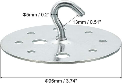 PATIKIL 229lbs 100mm Steel Ceiling Hooks, 2pcs Ceiling Fan Hook Pad Eyes Plate Wall Hanger Hardware with Mounting Screws for Hanging Lamp Plant Baskets in Saudi Arabia