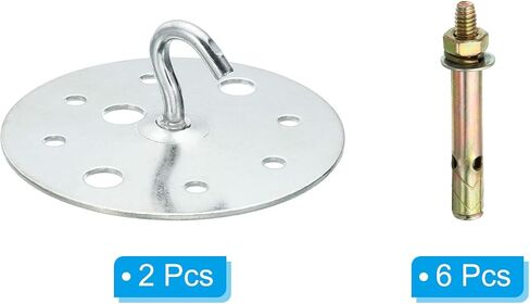 PATIKIL 229lbs 100mm Steel Ceiling Hooks, 2pcs Ceiling Fan Hook Pad Eyes Plate Wall Hanger Hardware with Mounting Screws for Hanging Lamp Plant Baskets in Saudi Arabia