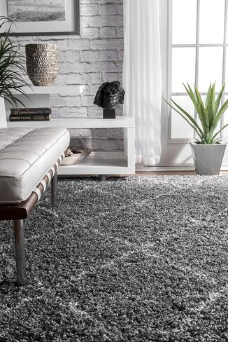 nuLOOM Tess Moroccan Shag Area Rug - 7x9 Shag Area Rug Modern/Contemporary Dark Grey/Ivory Rugs for Living Room Bedroom Dining Room Nursery in Saudi Arabia