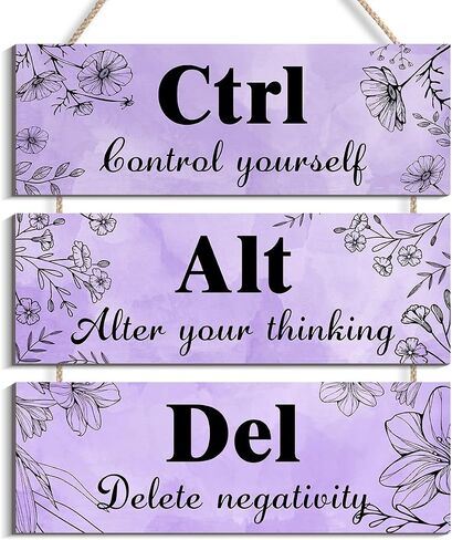 Ctrl Alt Del ديكور جدار مكتب ملهم للمرأة، أرجواني مكتب جدار الفن الخشبي معلق مع اقتباسات إيجابية للفتيات النساء ديكور جدار المنزل (أرجواني) in Saudi Arabia