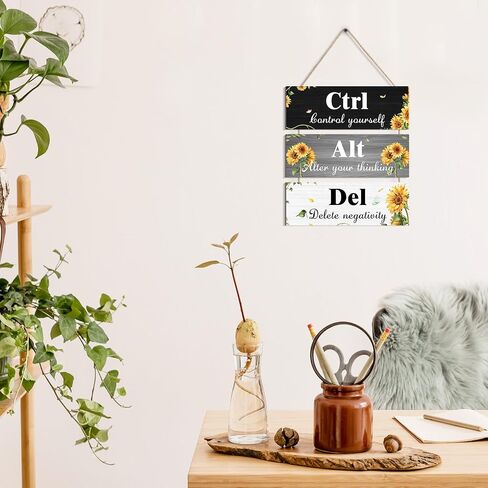 Ctrl Alt Del ديكور جدار مكتب ملهم للمرأة، أرجواني مكتب جدار الفن الخشبي معلق مع اقتباسات إيجابية للفتيات النساء ديكور جدار المنزل (أرجواني) in Saudi Arabia