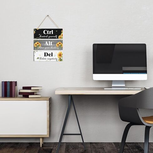 Ctrl Alt Del ديكور جدار مكتب ملهم للمرأة، أرجواني مكتب جدار الفن الخشبي معلق مع اقتباسات إيجابية للفتيات النساء ديكور جدار المنزل (أرجواني) in Saudi Arabia