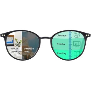 Progressive Reading Glasses for Women and Men - Multifocal Readers - W. Photochromic and Blue Light Blocking Lenses