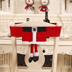 Funny Christmas Chair Covers for Dining Room, Merry Christmas Decorations Cute Santa Belt Elf Girl Skirt Chair Back Covers Xmas Slipcovers Birthday Party Wedding Banquet Vacation Indoor Home Decors